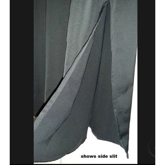 A New Day Women's Black Silky Slip Dress Side Slit Midi Spaghetti Strap Size M - Picture 10 of 10